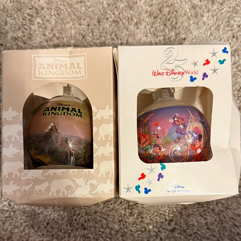 Vintage Disney Animal Kingdom and Walt Disney World Ornament Set - Multicolor